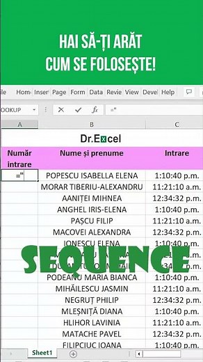 Cum să Generezi în Excel o Lista de Numere Consecutive cu Ajutorul Funcției SEQUENCE