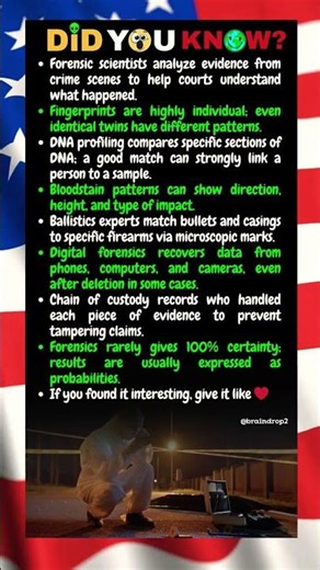 Forensic scientists analyze evidence from crime scenes to help courts understand what happened.