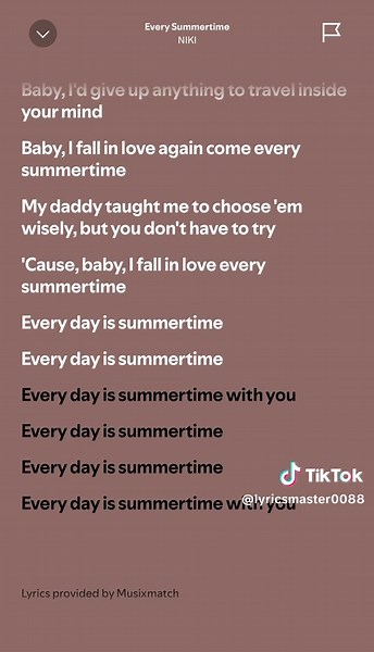 Every Summertime by NIKI - Complete Lyrics