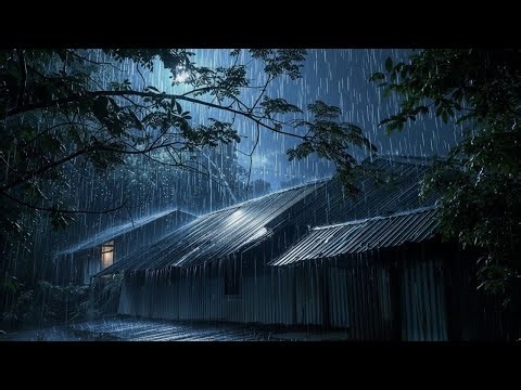 No Ads Rain Sounds for Sleeping - ASMR Relentless Night Rain On Tin Roof to Ease Insomnia
