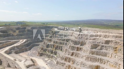 Aerial drone video of the Coldstones Cut, a large stone quarry or also open-pit mine in Yorkshire Dales, England Stock Video