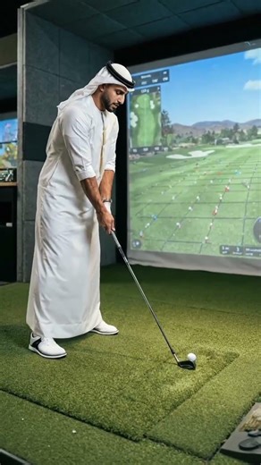 Arab Golfer Perfecting His Swing Indoors#골프 #golfswing #golf
