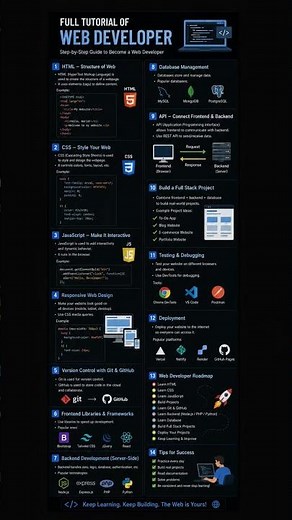 💻 Full Web Developer Tutorial 🚀Learn HTML, CSS, JavaScript, Frontend, Backend, Databases