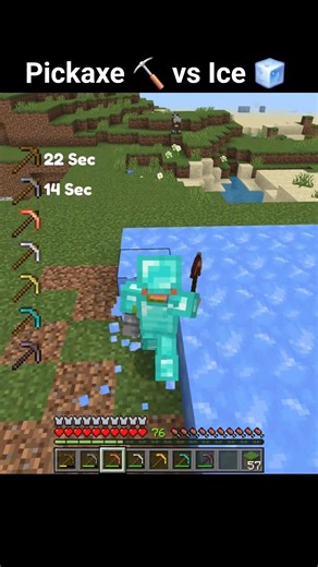 Ice vs All Gold Diamond Pickaxe in Minecraft