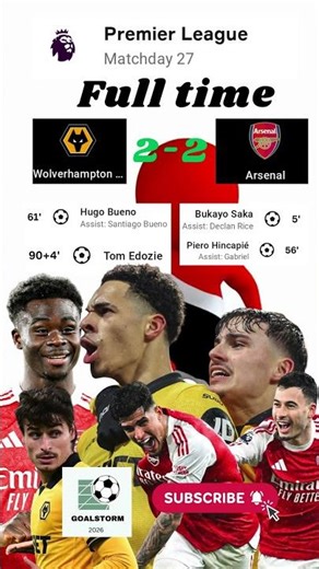 Wolves 2-2 Arsenal 😱 Last Minute Equaliser! | Premier League 2026 Full Time
