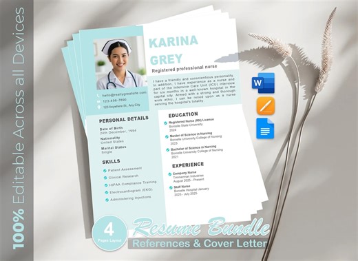 New Grad Nurse Resume 2026 Template | Nursing CV | Editable Word, Apple Pages & Google Docs - Etsy Canada