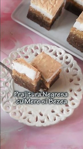 Cea mai Simpla Prajitura Negresa cu Mere si Bezea🍰 #prajituracumere #negresa #retetavideo #prajituri
