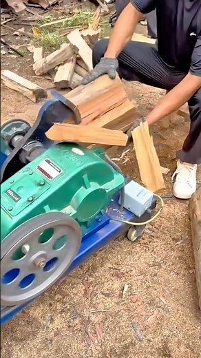 Cutting Firewood Using an Electric Wood Splitter Machine