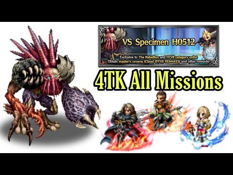 [FFBE] vs. Specimen H0512 - 4TK All Missions ft. Taivas