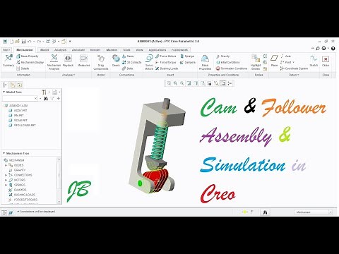Cam And Follower with spring Assembly And Simulation in Creo