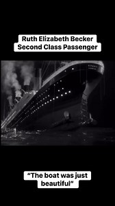 Ruth Becker survived the sinking. Aboard the rescue ship Carpathia she hunted the decks for her mother. After several hours a woman approached her, asking if she was called Ruth Becker. Upon confirmation, the woman explained that her mother had been looking everywhere for her. Ruth also recalled the sad sight of many women, widows, mothers, daughters and sisters, standing against the rail watching in vain for their loved ones to arrive. #reels #facebook #rmstitanic #Titanic #reel #survivor #foll