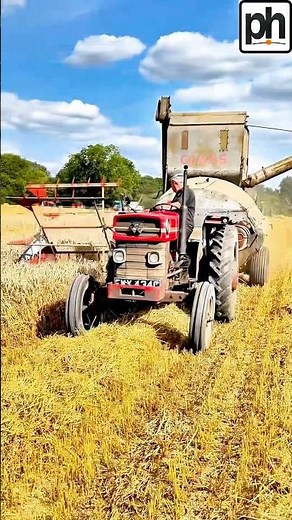 Massey 165 tractor with the CLAAS trailed combine