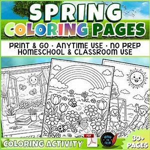 Spring Coloring Pages | Print and Go Coloring Activities | No Prep