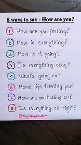 8 ways to say - How are you? 👨‍🏫 . . . #english #englishlearning #shorts #reels #englishtips #fbreels #vocabulary #learn #englishclass #englishcourse #education #viral #trending #instagood #usa #british #englishgrammar | Tushar Ghosh