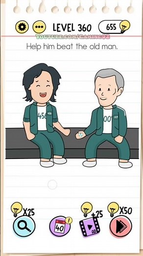 Brain test level 360 walkthrough - Help him beat the old man - Gaming92