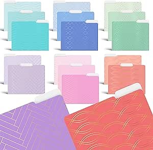 Better Office Products Decorative File Folders with Gold Foil, 18 Pack, 18 Geometric Designs (6 Ombre Color Themes) Heavyweight, Letter Size (9.5" x 11.5") with 1/3 Cut Tab