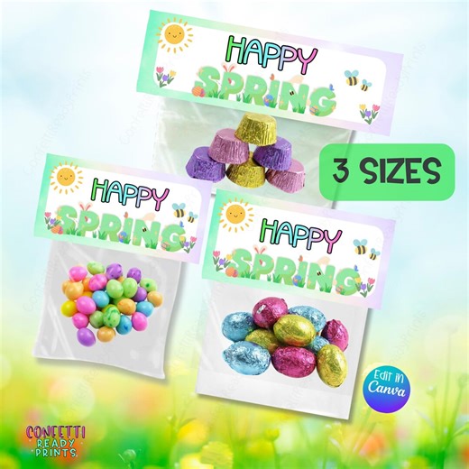 Spring Treat Bag Toppers Printable | Happy Spring Bag Topper | Classroom Treat Bags - Etsy