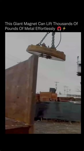 sci || tech || history on Instagram: "What looks like magic is pure physics. 🧲 Industrial lifting magnets generate a powerful electromagnetic field when electric current flows through coils of wire inside. That field instantly pulls in ferrous metals like steel, allowing operators to pick up thousands of pounds of scrap in seconds. Once the current is switched off, the field disappears, and the metal drops. These magnets save time, reduce labor, and make moving heavy loads in recycling yards an