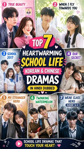 Top 7 Heartwarming School Life Korean&Chinese Dramas in Hindi Dubbed💖🔥#kdrama#cdrama#shorts