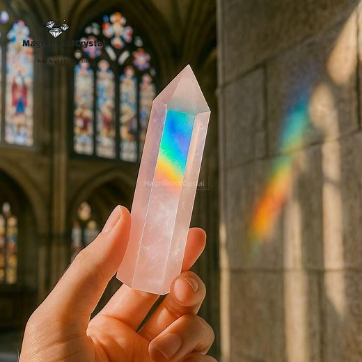 Rainbow Angel Aura Rose Quartz Wand, Pink Crystal Obelisk Tower, Self-love Energy for Spiritual Work & Decor - Etsy