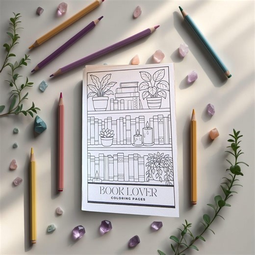 Book Lover Mini Coloring Book | Cozy Reading Coloring Pages | Printable Pocket Coloring Book | Bookshelf Coloring Pages - Etsy