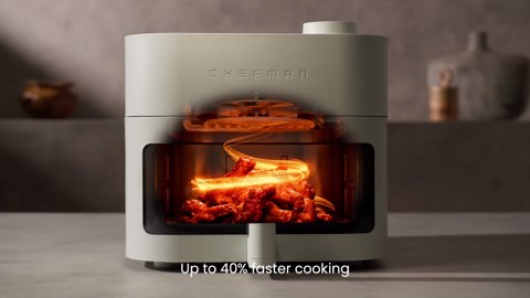 Chefman Crispinator Air Fryer 6-in-1 with 8 Qt capacity, 450°F Max Temp with TurboFry Pro Technology for Fast and Even Results, Viewing Window, Nonstick Ceramic Basket