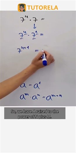 Simplify 7^4 × 7: Mastering Power Multiplication! #Math #ExponentsRules #MultiplicationOfPowers