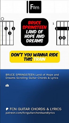 BRUCE SPRINGSTEEN - Land of Hope and Dreams | Scrolling Guitar Chords & Lyrics #backingtrack