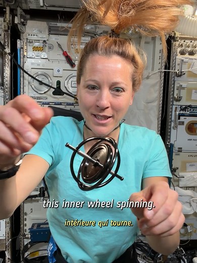 How does the International Space Station keep its orientation? 🌀 Using a gyroscope, our astronaut Sophie Adenot shows us how rotation creates stability. This is the same principle that keeps the International Space Station stable. 📹 European Space Agency (ESA) 📸 ESA/NASA #ESA #Astronaut #ISS