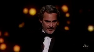 "When he was 17, my brother wrote this lyric, he said 'run to the rescue with love and peace will follow." #Joker's Joaquin Phoenix shares a lyric from his late brother, River Phoenix while accepting best actor at the #Oscars | New York Film Academy