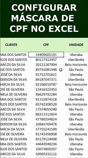 How to create a CPF Mask in Excel. #excel