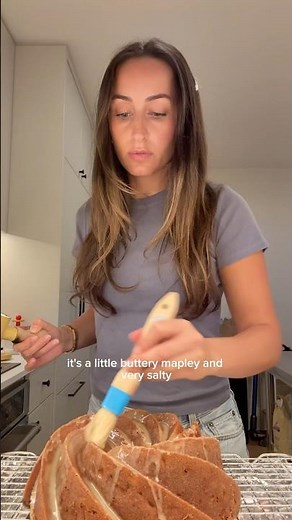 Apple Bundt cake with salted maple glaze