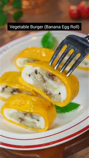 Vegetable Burger (Banana Egg Roll) - Quick and Easy Recipes #Shorts #foodshorts