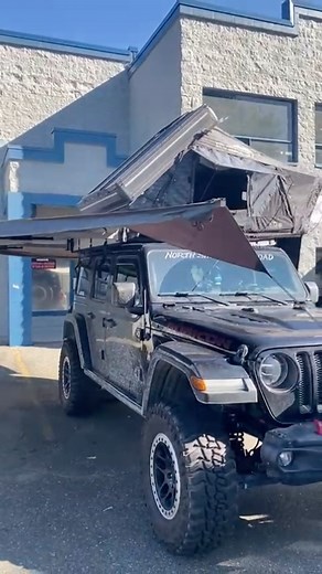 Camping with the OVS XD Everest Cantilever Aluminum Hard Shell Roof Top Tent. What truly sets the Everest Tent apart is its blackout interior coating, which blocks all light intrusion. Whether you’re chasing the sunrise or seeking a peaceful night’s sleep, this feature guarantees an optimal sleeping environment. Available at NSOR | North Shore Off-Road Centre