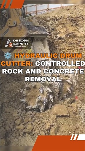 ⚙️ Hydraulic Drum Cutter: Controlled Rock and Concrete Removal | Design Expert INT