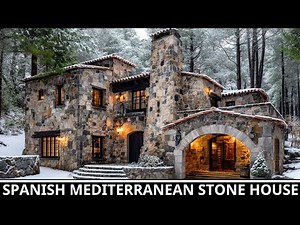 Traditional Spanish Mediterranean Stone House in a Peaceful Winter Forest | Dream Design
