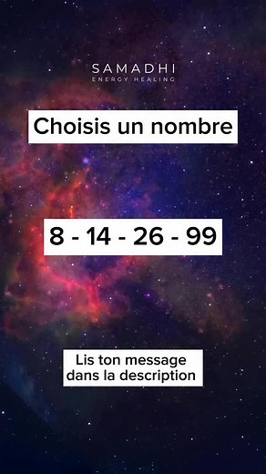Tu ne tombes pas ici par hasard. Le nombre que tu choisis porte un message que ton âme est prête à entendre. Respire… et laisse-toi guider. ✧ 8 — Stabilisation & construction Tu entres dans une phase où tes fondations se solidifient. Ce que tu construis maintenant durera longtemps. L’Univers te soutient pour avancer avec structure, patience et cohérence. 💫 Commente « Je reçois » et ancre cette énergie de stabilité. ✧ 14 — Libération émotionnelle Une ancienne émotion, un attachement, un doute… q