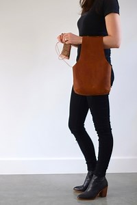 Leather Knitting Bag, Project Bag in Leather, Brown Leather Tote, Leather Yarn Bag, Leather Project Bag - Etsy