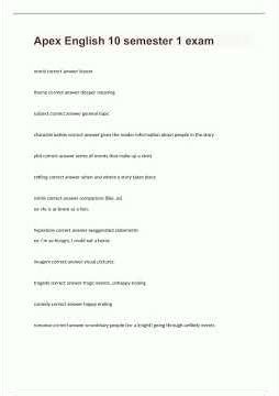 Apex English 10 Semester 1 Exam Questions And 100 Correct Answers