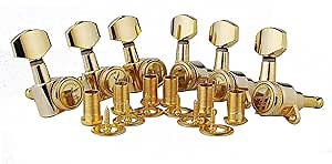 Guyker Guitar Locking Tuners (6 for Right) - 1:18 Lock String Tuning Key Pegs Machine Head with Hexagonal Handle Replacement for ST TL SG LP Style Electric, Folk or Acoustic Guitars - Golden