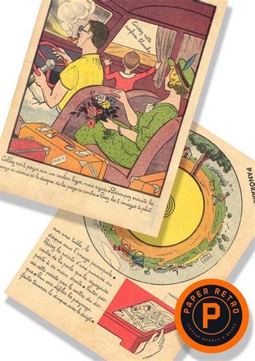 Moving CAR Scene Vintage French Cut Out Paper Model (2x Printable A4 Download) - Etsy