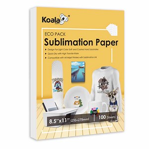 Koala Sublimation Paper 8.5x11 100 Sheets for Inkjet Sublimation Ink Printer Heat Transfer Tumblers, Mugs, Sublimation Blank Cotton Poly T-shirts