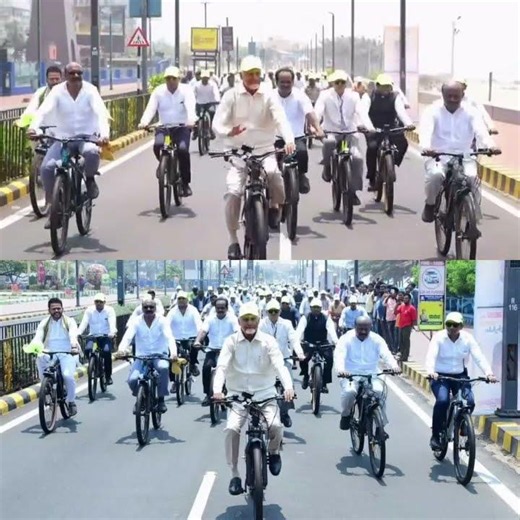 WALKING THE TALK! CM CHANDRABABU NAIDU RIDES A BICYCLE ON VIZAG STREETS FOR WORLD ENVIRONMENT DAY! 🚲