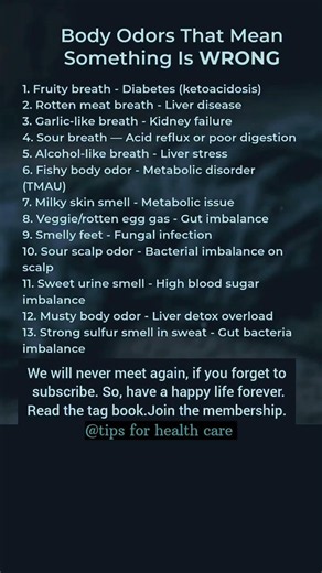 13 Body Odors That Indicate Underlying Health Issues | Warning Signs Explained #shortvideo #viral