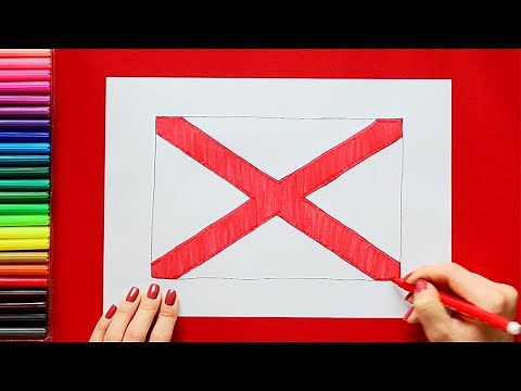 How to draw the Flag of Alabama State, USA