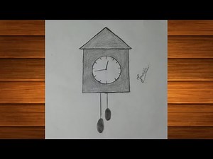 How to draw pendulum clock easy | clock drawing | Old wall clock drawing easy
