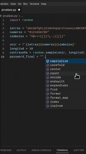 🔒 Creamos un PROGRAMA en PYTHON para Generar CONTRASEÑAS Aleatorias y Seguras 🐍 #SHORTS