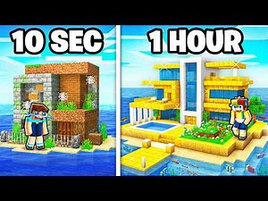 10 Seconds vs 1 Hour MODERN ISLAND HOUSE Build Battle!