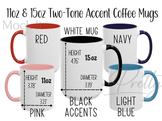 Accent Mug Size Chart and Color Chart for 11oz and 15 Oz, Color Chart Template for POD Mugs Coffee, Printify Two Tone Mugs Size Chart Tool - Etsy