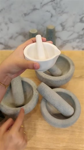 YU Kitchenware - Set Lesung Batu / Set Lesung Seramik / Granite Stone Mortal And Pestle Set